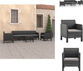 vidaXL Tuinmeubelset - PP Rattanlook - Antraciet - 240x65x76 cm - Incl - kussens - Tuinset