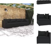 vidaXL Poly Rattan Tuinset - Modulair Design - Waterbestendig - Stevig Frame - Comfortabele Kussens - Zwart - Tuinset