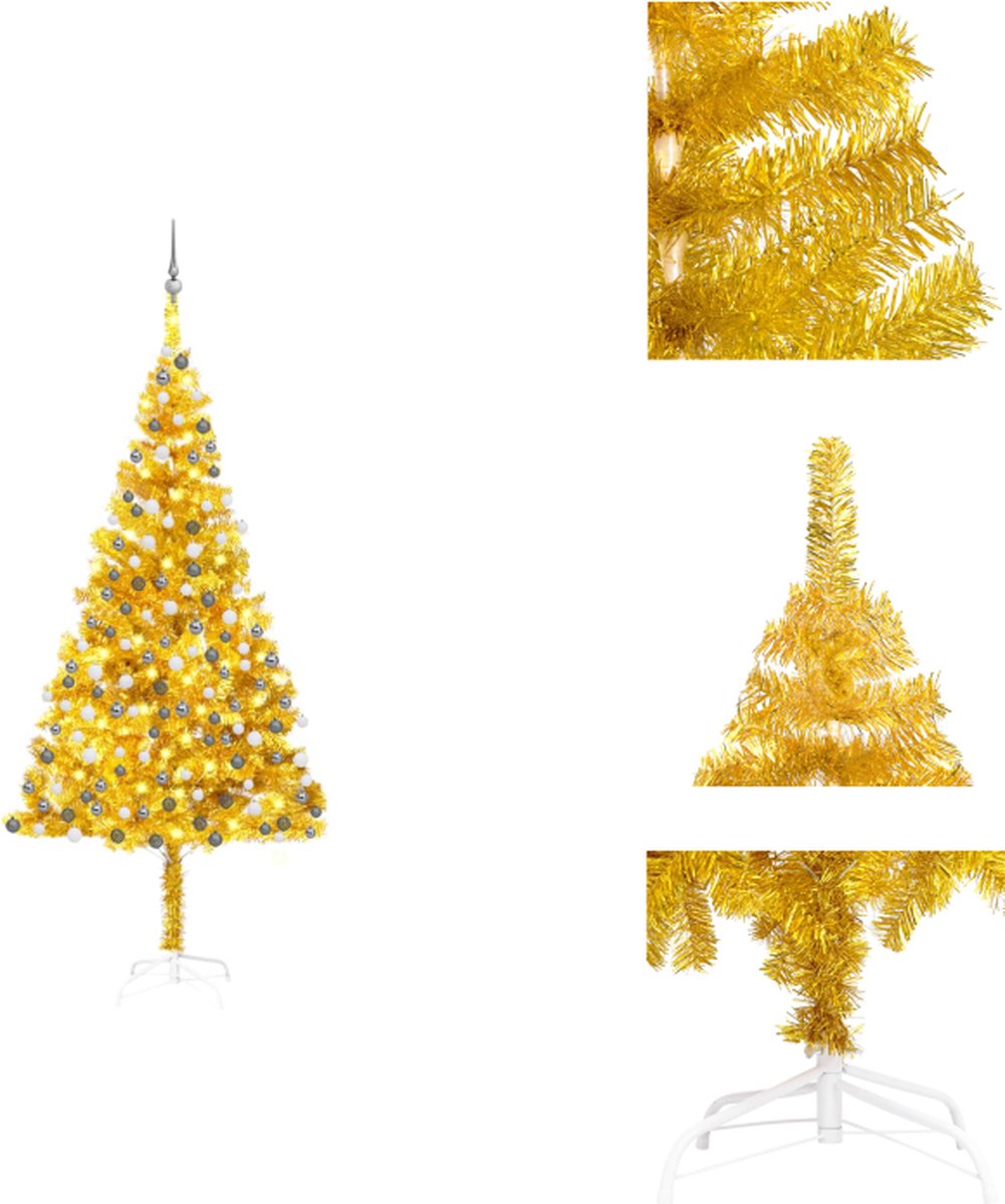 vidaXL Kunstkerstboom Goud 240 cm - LED-verlichting - Met USB-aansluiting - Decoratieve kerstboom