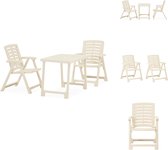 vidaXL Ensemble de balcon - Plastique - Wit - Chaises de jardin pliantes - Table de jardin - 81 x 56 x 63 cm - Ensemble de jardin