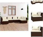 vidaXL Poly Rattan Tuinset - Modulair Design - Bruin - Hoogwaardig Materiaal - Stevig Frame - Comfortabele kussens - Montage Vereist - Tuinset