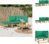 vidaXL Bamboe Loungeset - Modulair Ontwerp - Duurzaam Materiaal - Comfortabele zit - Inclusief Kussens - 7-delige set - Tuinset