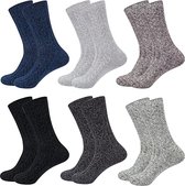 Comf 6 paar wintersokken van merinowol voor heren, warme dikke wollen sokken, gebreide sokken, thermosokken, ademende sokken, EU 38-45, zwart, donkergrijs, lichtgrijs, koffie, groen,