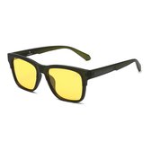 Flamengo® Night Vision Bril - Rubber Frame zwart groen - Nachtbril Auto –Autobril– Polarisend - Nachtblind – Gele Bril voor Autorijden - Oogbescherming Computer Gamen- geschikt voor dames/heren – Stijlvol Design – Lichtgewicht Compact