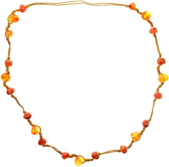 Behave Sautoir collier de perles orange 100 cm