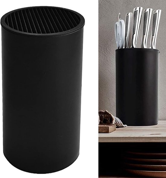 Foto: Knife block round knife block knife holder without knives suitable for all kitchen knives keeps knives organised and clean 22 5 x 11 x 11 cm