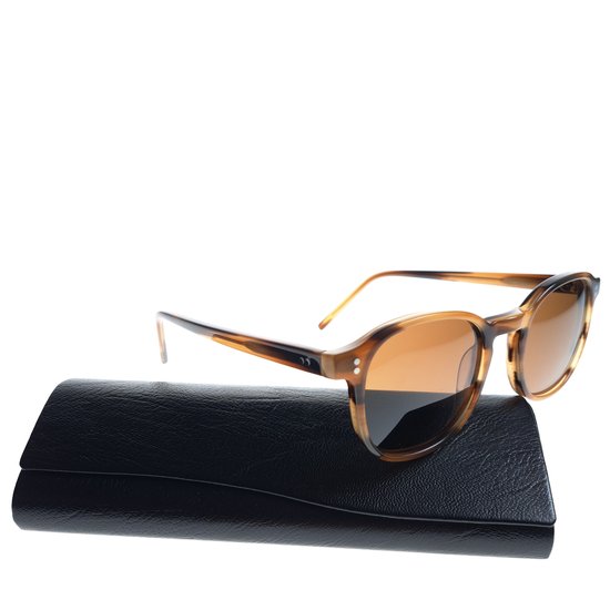 'Lucca' Zonnebril inclusief luxe brillenkoker - Polariserende glazen - Acetaat montuur - Bruin gemêleerd