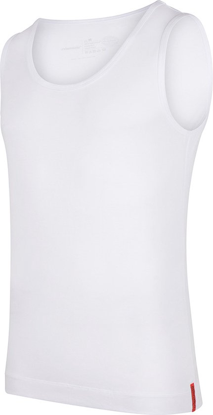 Undiemeister - Onderhemd - Onderhemd heren - Slim fit - Tanktop - Gemaakt van Mellowood - Ronde hals - Chalk White (wit) - Anti-transpirant - XS