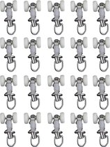 Pakket van 20 gordijnrailrollen, gordijnrollers, gordijnbaanroller, geschikt voor het ophangen van gordijnen (middelgroot formaat)