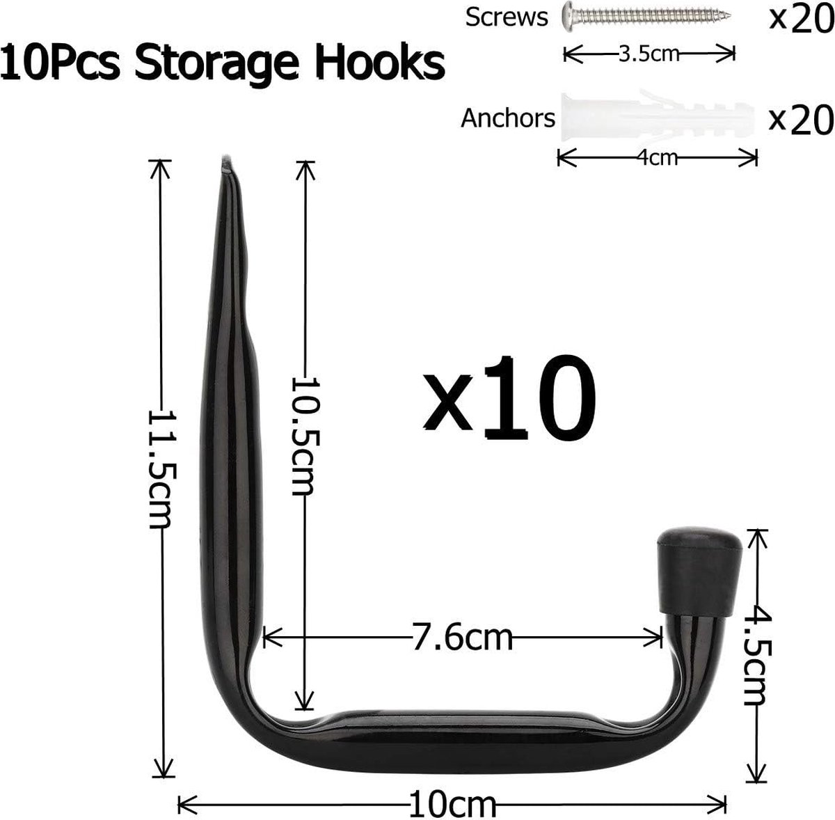 Garage Opslaghaken, 16 cm Heavy Duty Wandmontage Utility Hanger