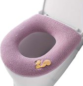 Livano Housse de siège de WC – Housse de siège de WC – Abattant de WC – Abattant de WC – Lavable – Abattant de WC chauffant – (non électrique) – Doux – Écureuil – Rose