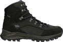 Zwarte Hanwag wandelschoen met grijze veters, Gore-Tex logo en suède panelen.