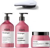 L`Oreal Professionel - Pro Longer -Groot Verpakking - Shampoo + Conditioner + Masker + KG Ontwarborstel - 500ml - Versterkend en Verdikkend - Serie Expert - Haarverzorgings Pakket