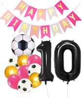 Cijfer Ballon 10 | Snoes Champions Voetbal Plus - Ballonnen Pakket | Roze en Zwart