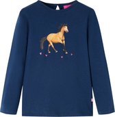 vidaXL-Kindershirt-met-lange-mouwen-paardenprint-140-marineblauw
