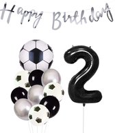 Cijfer Ballon 2 | Snoes Champions Voetbal Plus - Ballonnen Pakket | Zilver en Zwart