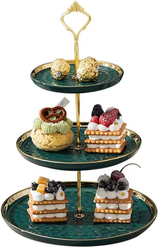 Wagoodter Cupcake-houder, 3 verdiepingen, dessertcupcake-standaard, kunststof standaard voor cupcakes, vruchten, chocolaatjes en meer (Groen Wagoodter Cupcake-houder, 3 verdiepingen, dessertcupcake-standaard, kunststof standaard voor cupcakes, vruchten, chocolaatjes en meer (Groen
