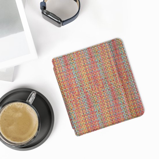 kwmobile ereader hoesje geschikt voor Kobo Libra 2 - Case met magnetische sluiting - Hoes voor e-reader in geel / rood / groen - Kleurrijk weefpatroon design van Merkloos — afbeelding 4
