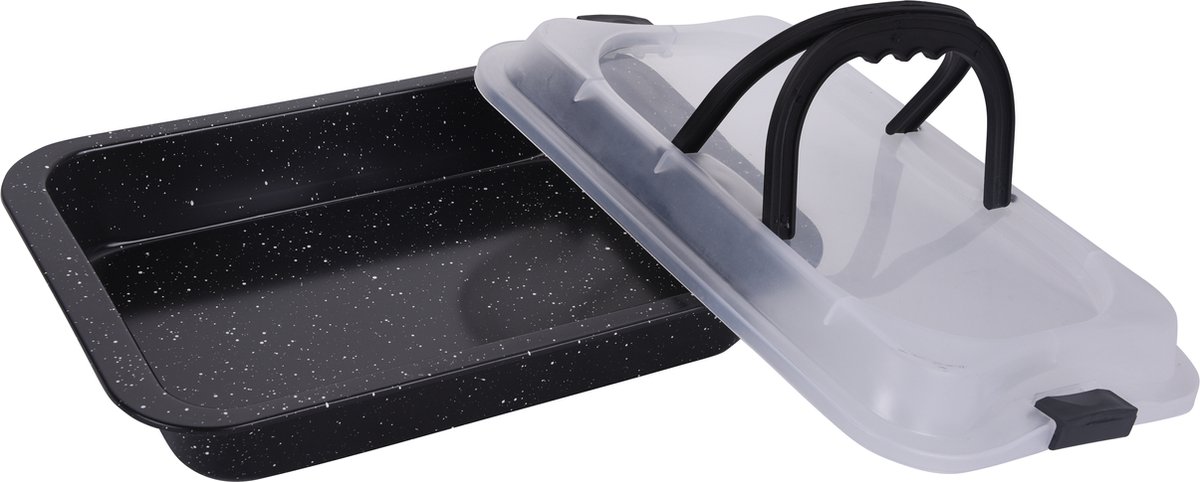 Royalty Line® OBT36 Bakvorm Met Deksel - Antiaanbaklaag - 36 x 24.5 x 5.5 cm - Taartvorm Rechthoekig - Zwart