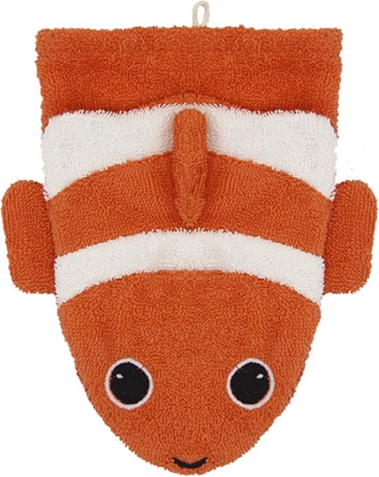 Fürnis Conny de Clownvis - Washandje van Organisch Katoen - Groot - Kids Fun Towels - Eco-Friendly - Clownfish Washcloth