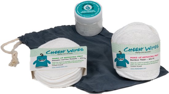 Cheeky Wipes Makeup Remover Kit - Zwart - Wasbare Wattenschijfjes - Herbruikbare Pads - Eco-Friendly Gezichtsreiniging - Cheeky Wipes