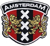 Amsterdam Wapen Schild Strijk Embleem Patch 9 cm / 8.4 cm / Rood Zwart Wit Goud