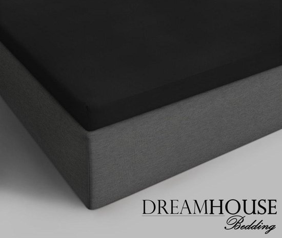 Literie Dreamhouse - Drap-housse pour surmatelas - Coton - Simple - 160x220 cm - Noir