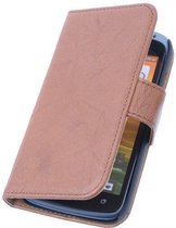 BestCases Bruin HTC Desire 210 Stand Luxe Echt Lederen Book Wallet Hoesje
