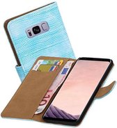 Hagedis Bookstyle Wallet Case Hoesjes Geschikt voor Samsung Galaxy S8 Turquoise