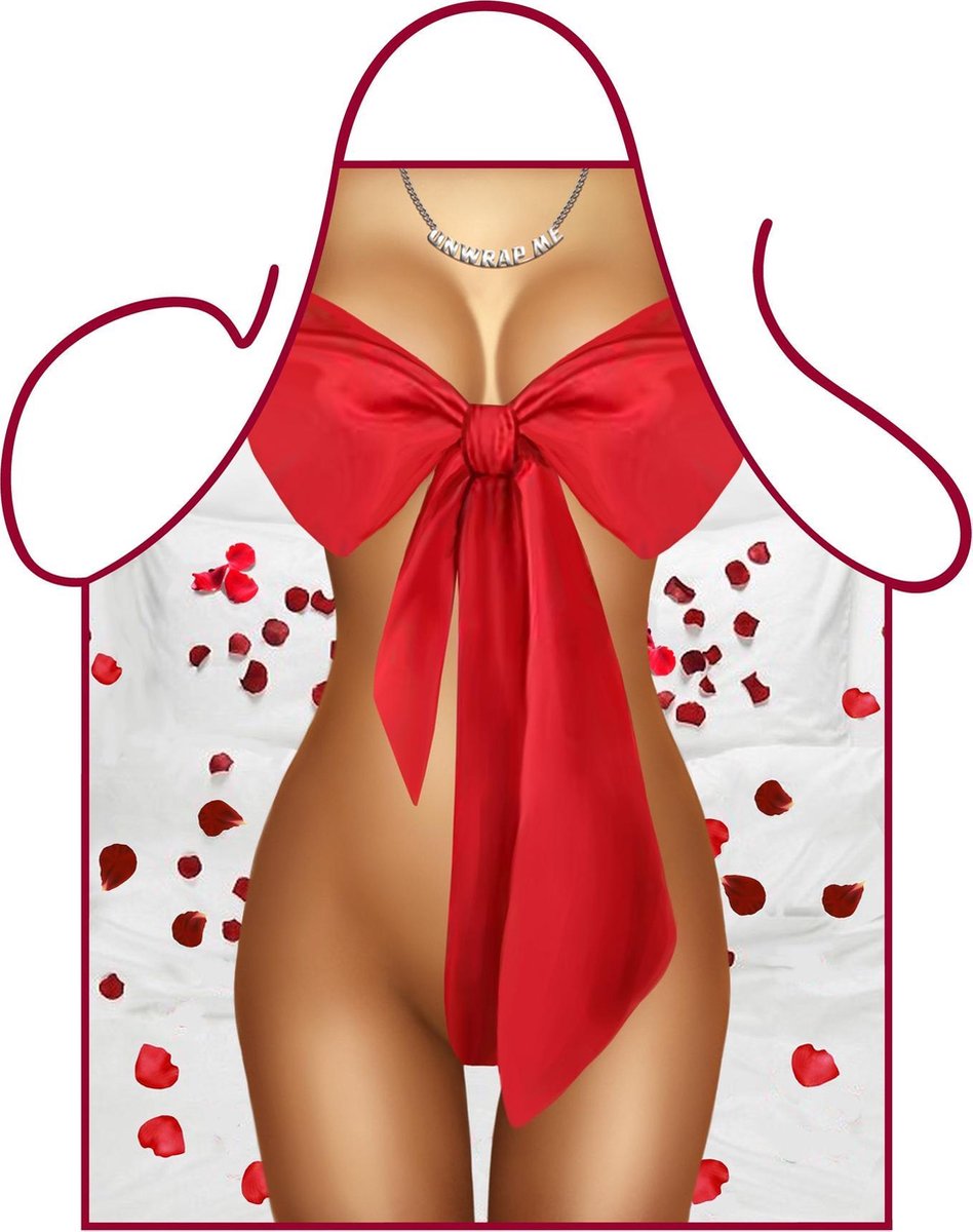 Partychimp Schort Unwrap Me - 80 x 56 cm - Polyester