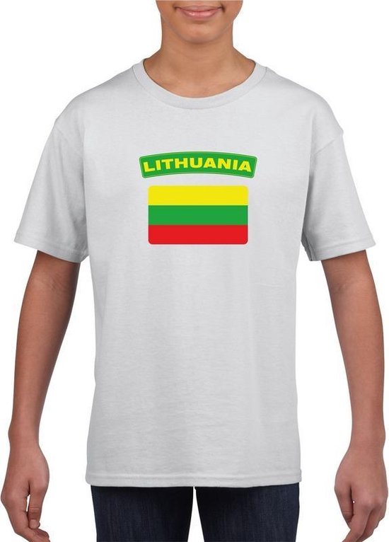 T-shirt met Litouwse vlag wit kinderen 158/164
