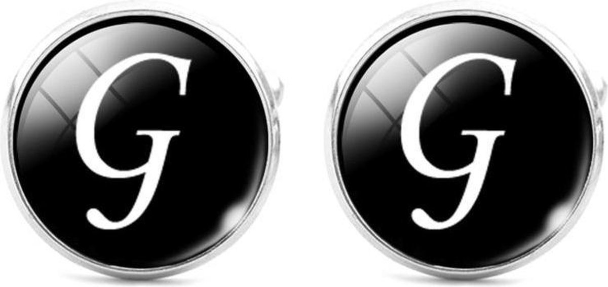 Montebello Manchetknopen Letter G - 316L Staal - Glas - ∅16mm