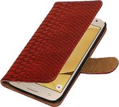 Rood Slang booktype wallet cover hoesje voor Samsung Galaxy J2 2016