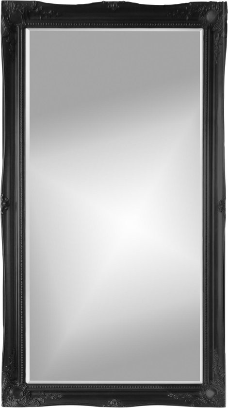 Rechthoekige Ornament Spiegel Ethan Buitenmaat 76x137cm Zwart