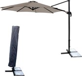 Kopu® Zweefparasol Vigo met parasolhoes - 300 cm rond - Taupe