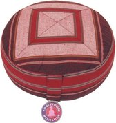 Meditatiekussen roze/rood patroon multi - 33x17 - Boekweit - Katoen - Rood - Roze