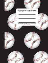 Composition Book 200 Sheet/400 Pages 8.5 X 11 In.-College Ruled Baseball-Black