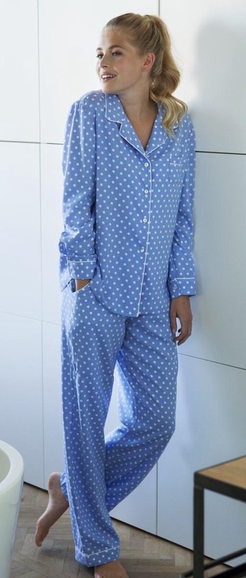 Blauwe dames doorknoop pyjama Pastunette | bol.com
