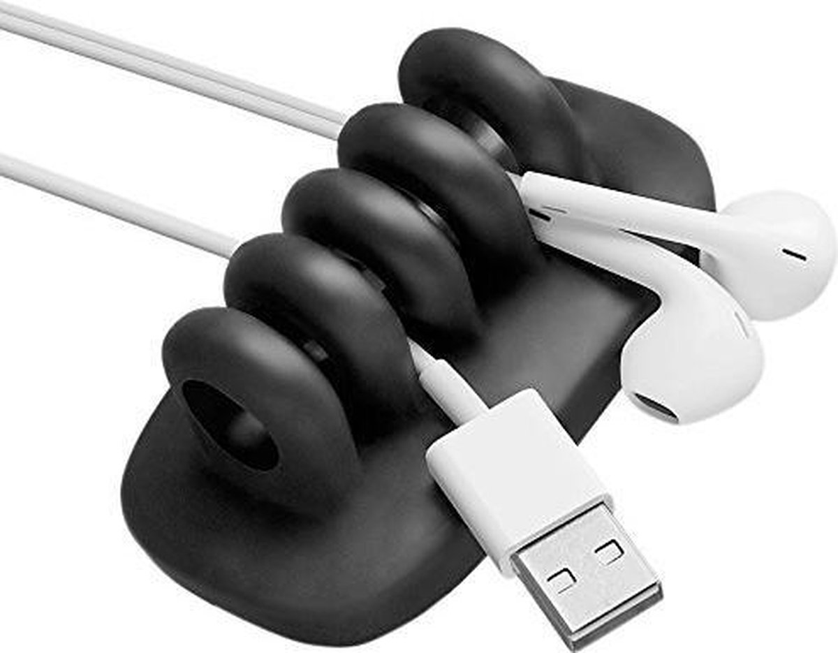 Quirky Cordies kabel organizer - Telefoon - Laptop - Universeel - Zwaar - Zwart