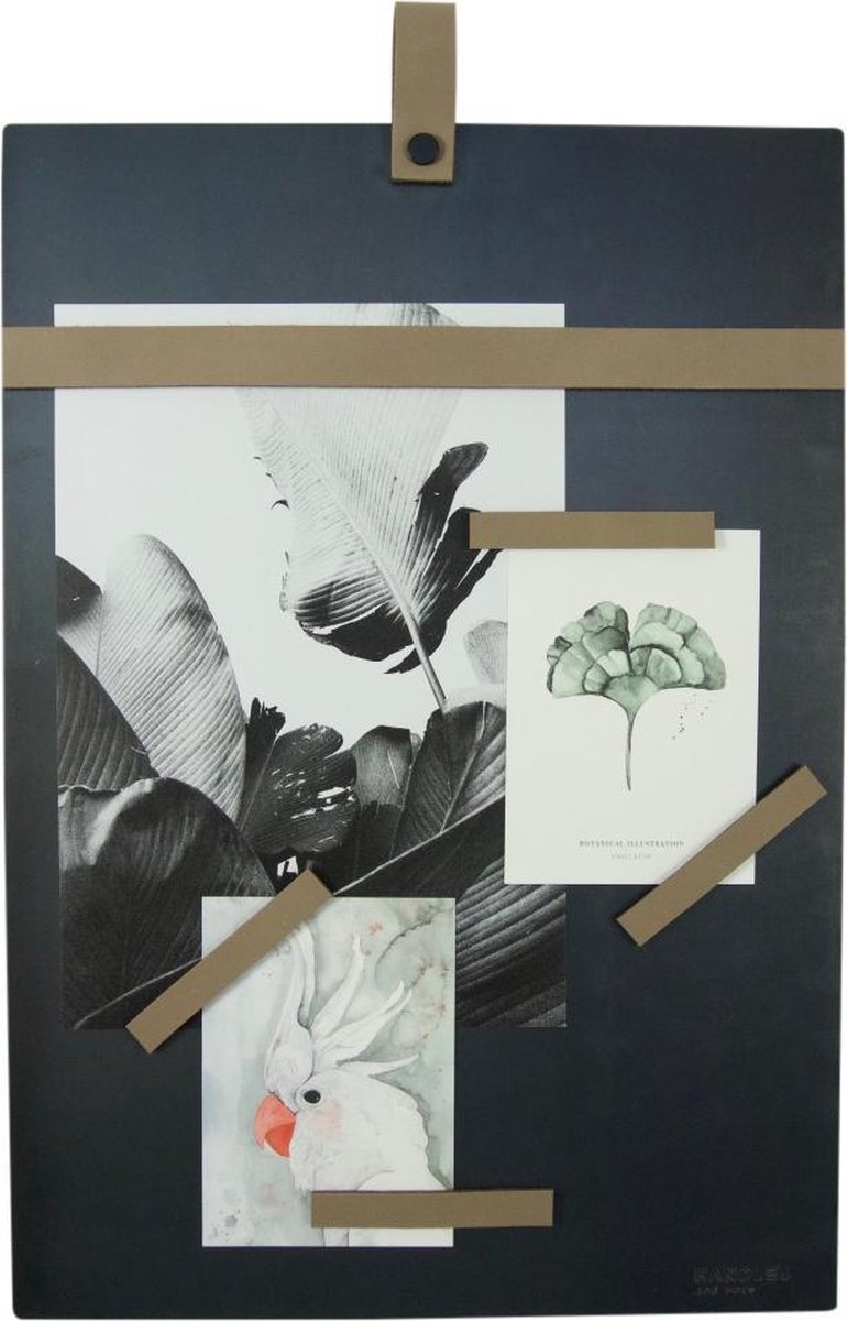 Magneetbord 50x35 Handles and more® TAUPE / zwart staal (inclusief 6