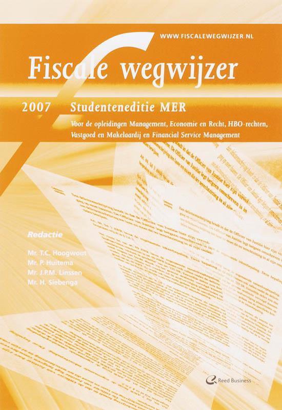 Cover van het boek 'Fiscale wegwijzer / 2007 / deel Studenteneditie MER / druk 5' van H. Siebenga