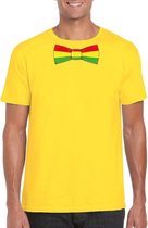 Geel t-shirt met Limburgse kleuren strik heren - Carnaval shirts S