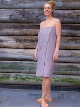 Sauna Handdoek Dames - Taupe S/M - Omslag Handdoek met Klittenband - 140x85 cm. - Saunakilt - 100% katoen/badstof
