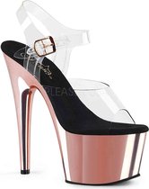 Pleaser - ADORE-708 Sandaal met enkelband, Paaldans schoenen - Paaldans schoenen - 45 Shoes - Zwart/Roze