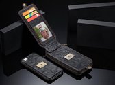 crazy horse leather wallet cover voor iphone 7/8/SE 2020 4.7 inch zwart