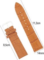 Horlogebandje Leer 14mm - Croco Band + Push Pin - leer Licht Bruin - Sarzor