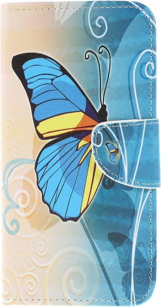 Book Case - Geschikt voor Samsung Galaxy A10 Hoesje - Blauwe Vlinder