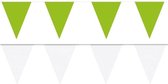 Witte/Groene feest punt vlaggetjes pakket -120 meter - slingers/ vlaggenlijn