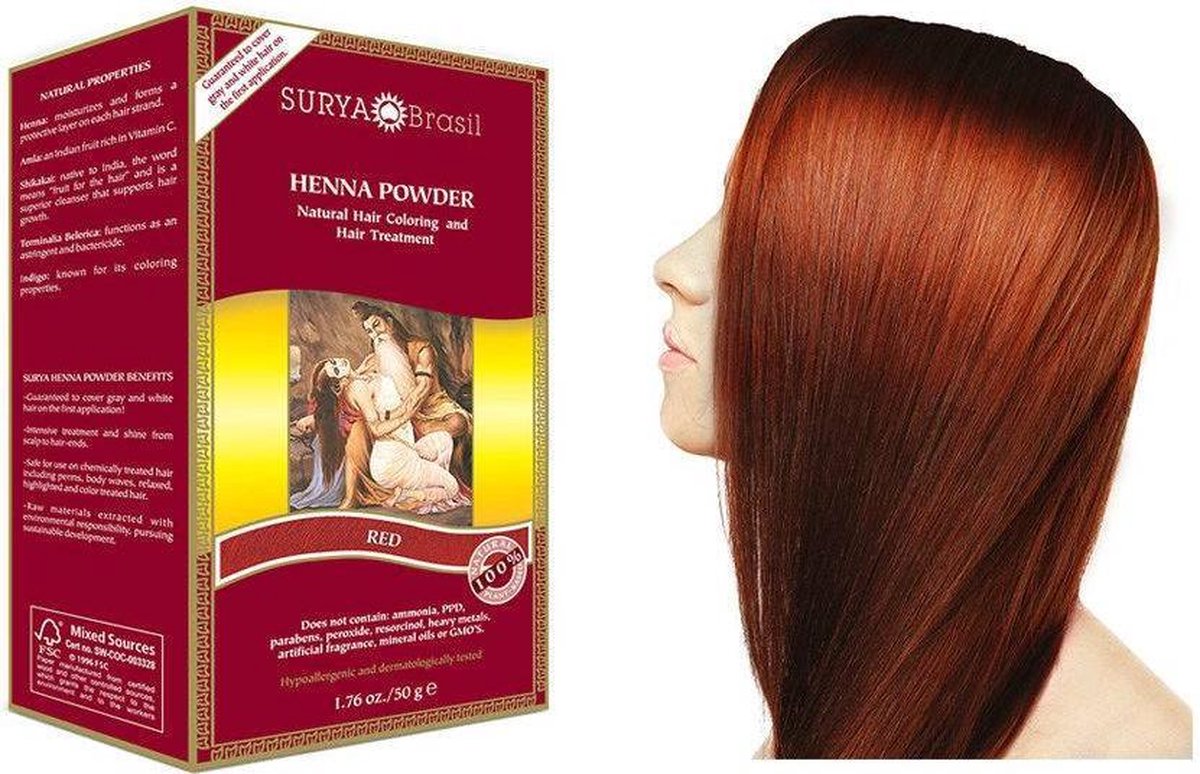 Surya Brasil Henna Poeder Haarverf - Rood - 50 g