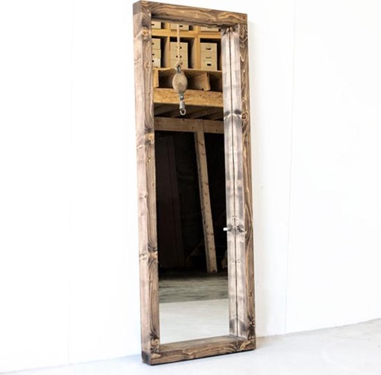 - Exclusives - spiegel donker houten lijst - 200x72 - spiegels - staand en ophangbaar - Merkloos